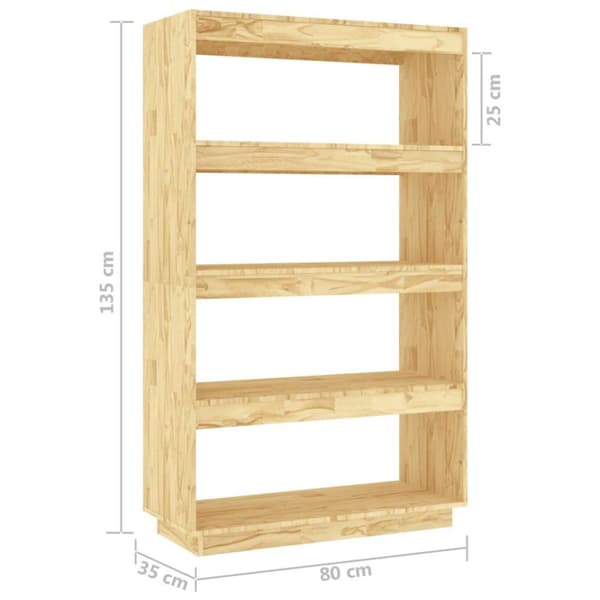 vidaXL bogreol/rumdeler 80x35x135 cm massivt fyrretræ