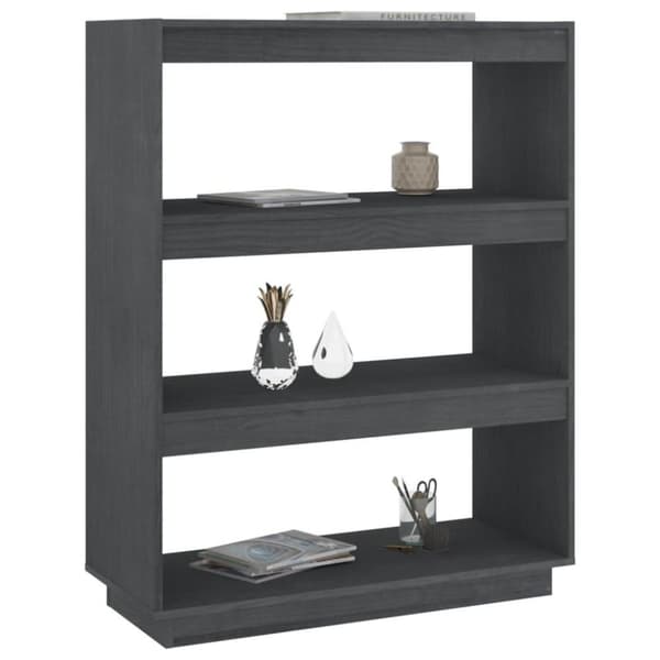 vidaXL bogreol/rumdeler 80x35x103 cm massivt fyrretræ grå
