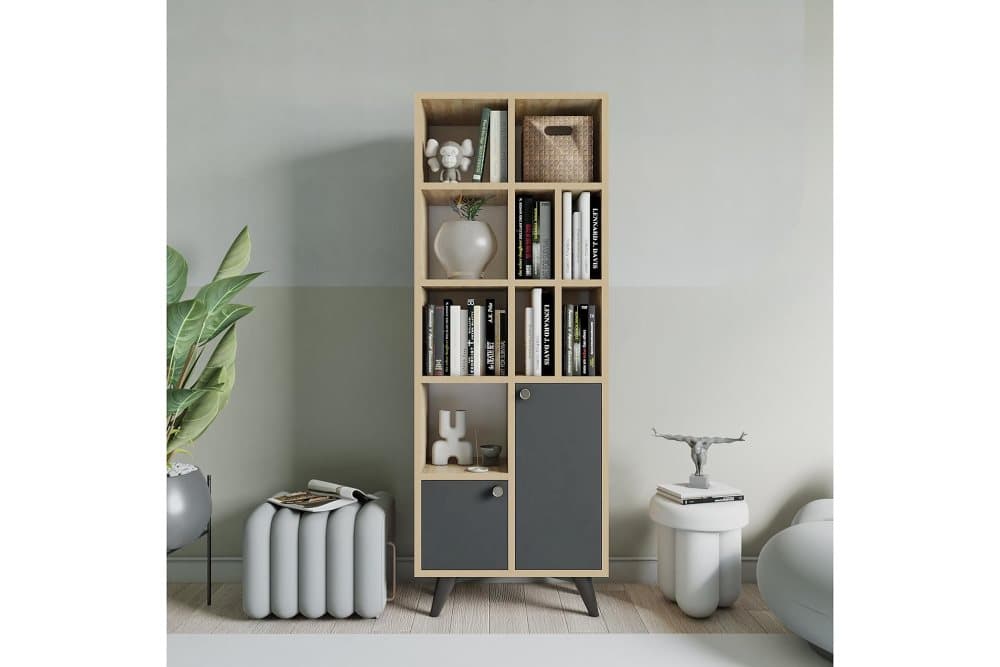 XUSHULL Bokhylla 30x60 cm Antracit/Natur