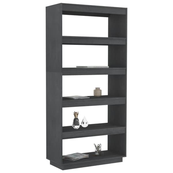 vidaXL bogreol/rumdeler 80x35x167 cm massivt fyrretræ grå