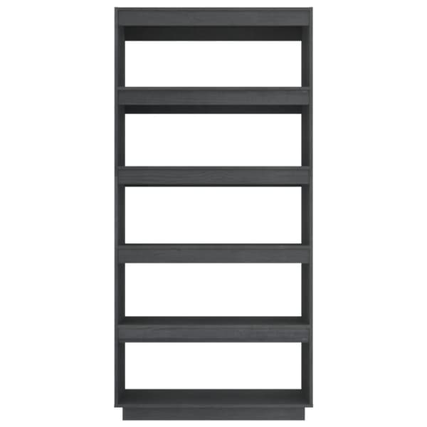 vidaXL bogreol/rumdeler 80x35x167 cm massivt fyrretræ grå