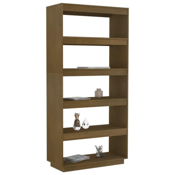 vidaXL bogreol/rumdeler 80x35x167 cm massivt fyrretræ gyldenbrun