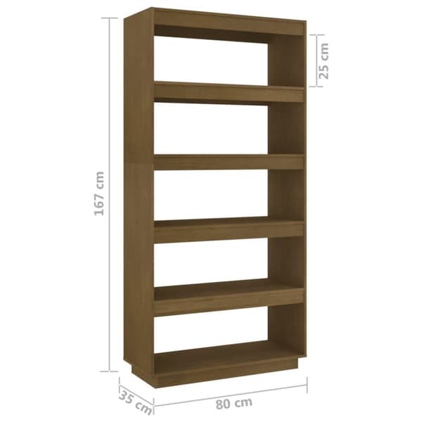 vidaXL bogreol/rumdeler 80x35x167 cm massivt fyrretræ gyldenbrun