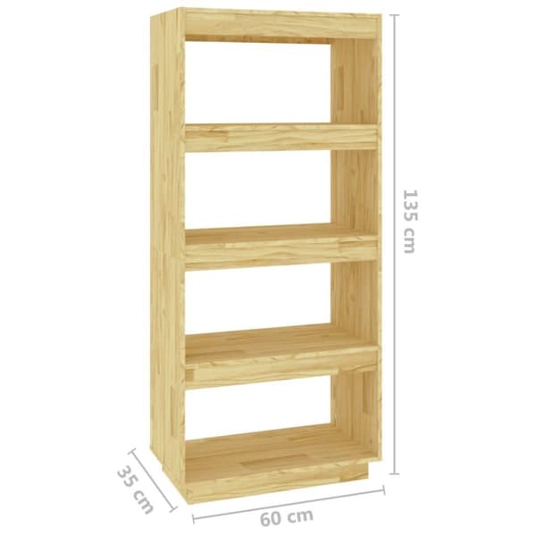 vidaXL bogreol/rumdeler 60x35x135 cm massivt fyrretræ