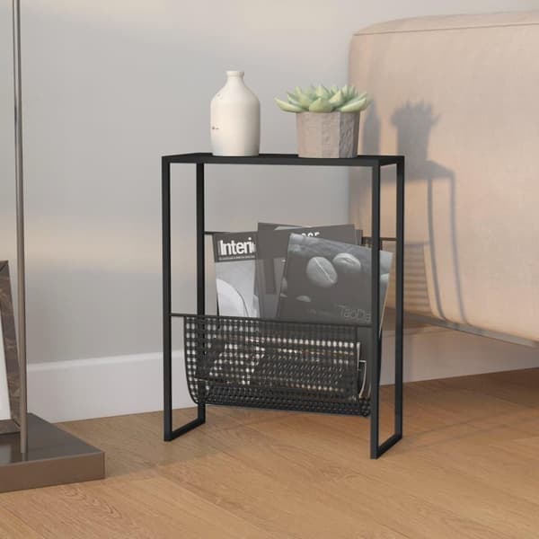 vidaXL Magasinhylle svart 35x15x45 cm stål