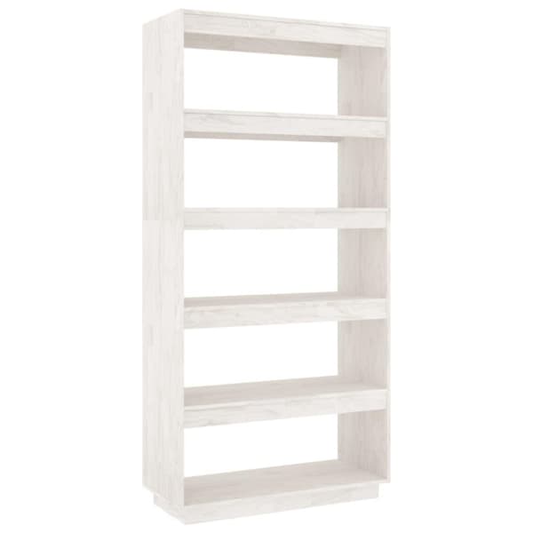 vidaXL bogreol/rumdeler 80x35x167 cm massivt fyrretræ hvid