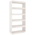Miniatyrbillede 1 af 11: vidaXL bogreol/rumdeler 80x35x167 cm massivt fyrretræ hvid