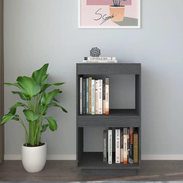vidaXL bogreol 40x35x71 cm massivt fyrretræ grå