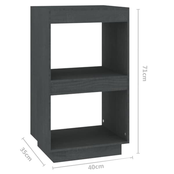 vidaXL bogreol 40x35x71 cm massivt fyrretræ grå