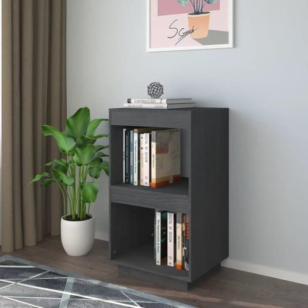 vidaXL bogreol 40x35x71 cm massivt fyrretræ grå