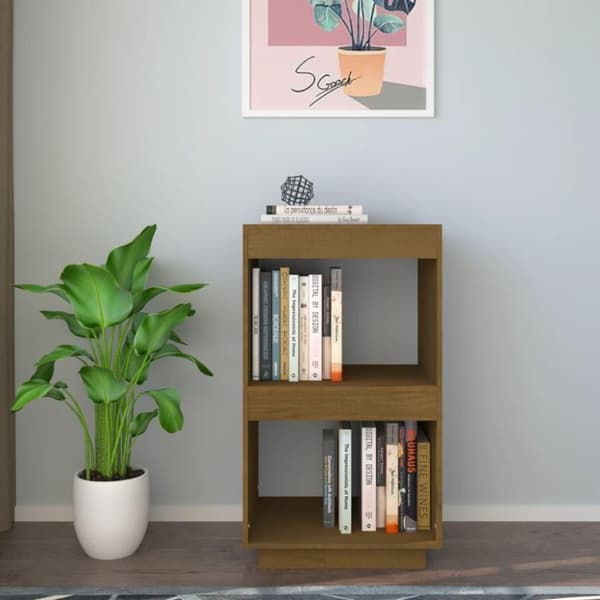 vidaXL bogreol 40x35x71 cm massivt fyrretræ gyldenbrun