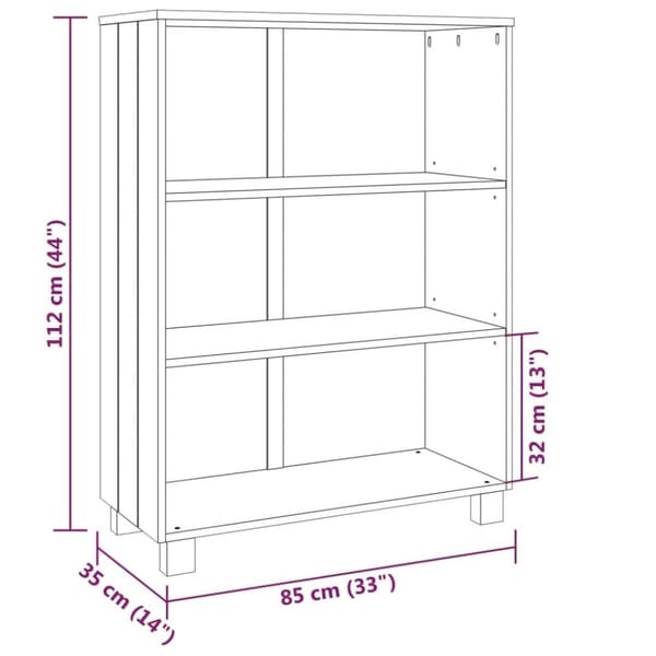 vidaXL bogskab HAMAR 85x35x112 cm massivt fyrretræ honningbrun