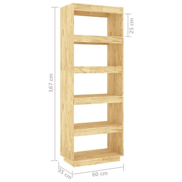 vidaXL bogreol/rumdeler 60x35x167 cm massivt fyrretræ