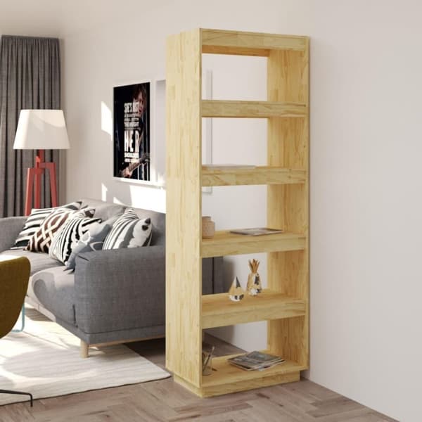 vidaXL bogreol/rumdeler 60x35x167 cm massivt fyrretræ