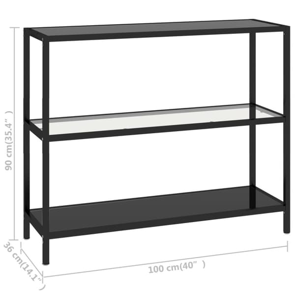 vidaXL reol 100x36x90 cm hærdet glas transparent og sort