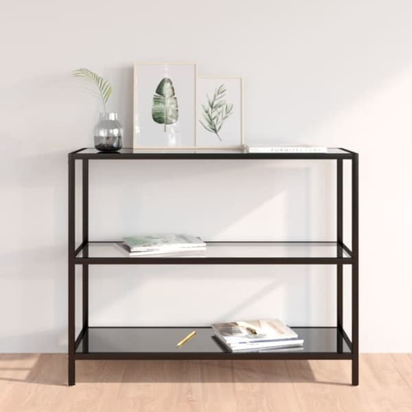 vidaXL reol 100x36x90 cm hærdet glas transparent og sort
