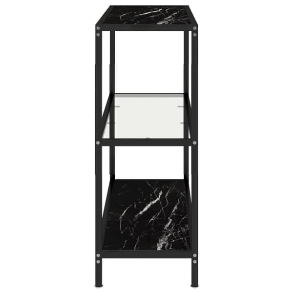 vidaXL Hylly läpinäkyvä ja musta marmori 100x36x90 cm lasi