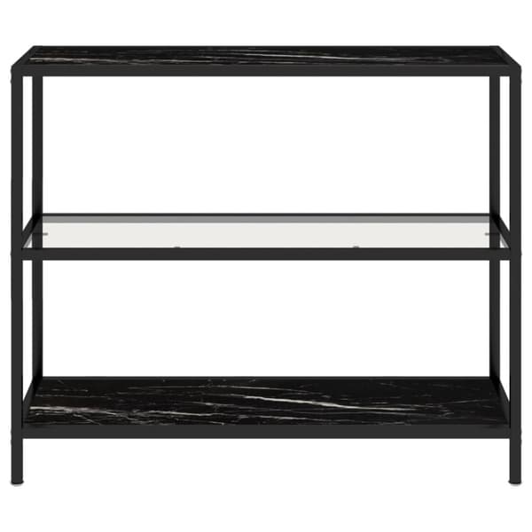 vidaXL Hylly läpinäkyvä ja musta marmori 100x36x90 cm lasi