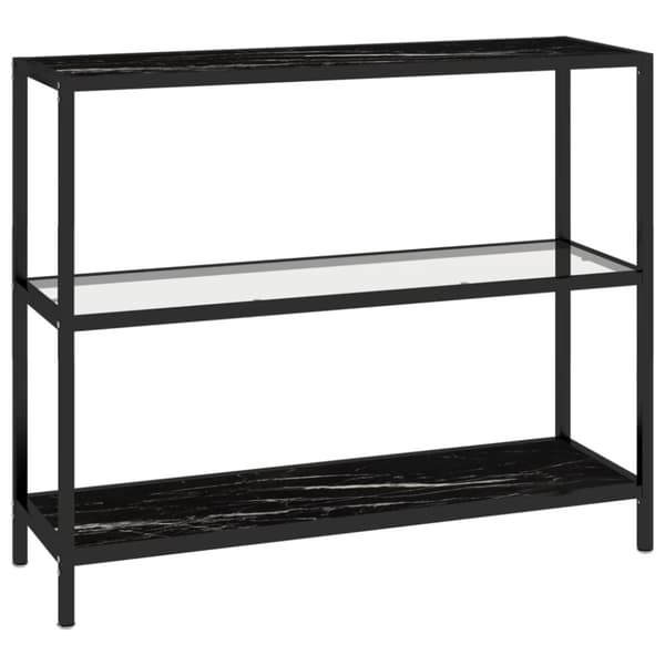 vidaXL Hylly läpinäkyvä ja musta marmori 100x36x90 cm lasi