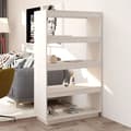 Miniatyrbild 10 av 10: vidaXL Bokhylla/rumsavdelare vit 80x35x135 cm massiv furu