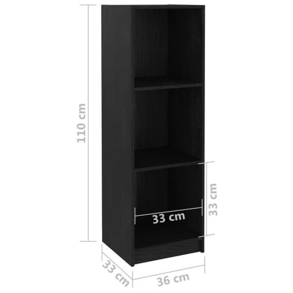vidaXL bogreol/rumdeler 36x33x110 cm massivt fyrretræ sort