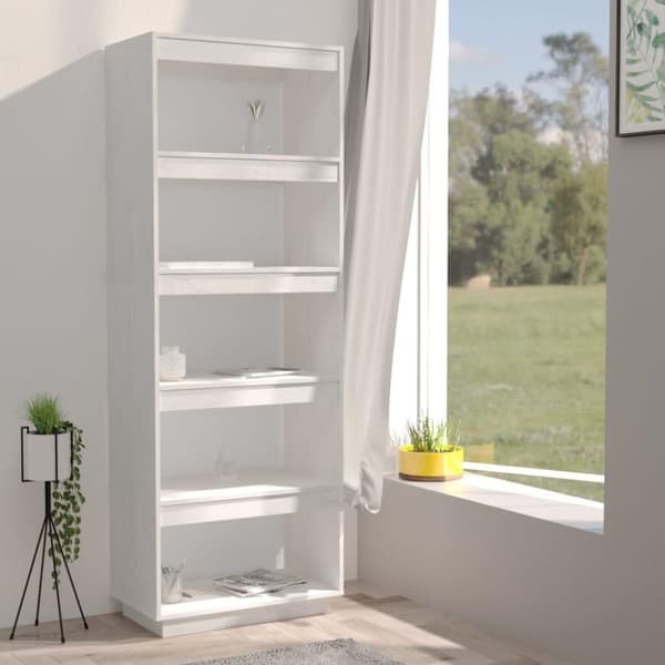 vidaXL Bokhylla/rumsavdelare vit 60x35x167 cm massiv furu