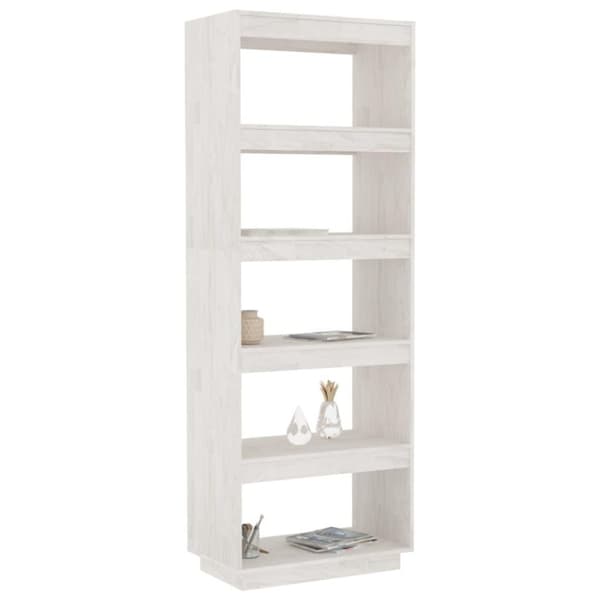 vidaXL Bokhylla/rumsavdelare vit 60x35x167 cm massiv furu