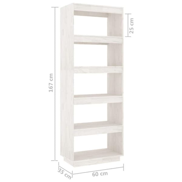 vidaXL Bokhylla/rumsavdelare vit 60x35x167 cm massiv furu