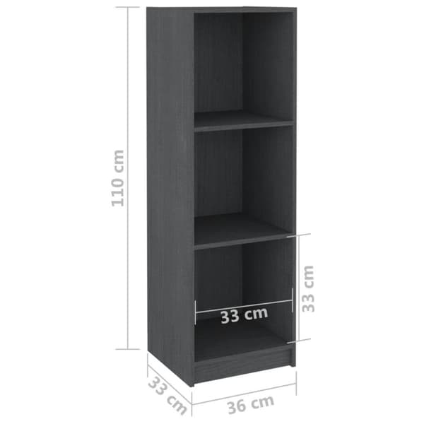 vidaXL bogreol/rumdeler 36x33x110 cm massivt fyrretræ grå