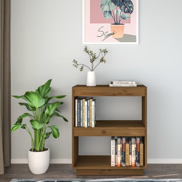 vidaXL bogreol 60x35x71 cm massivt fyrretræ gyldenbrun