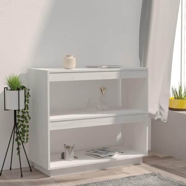 vidaXL bogreol 80x35x71 cm massivt fyrretræ hvid