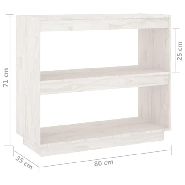 vidaXL bogreol 80x35x71 cm massivt fyrretræ hvid