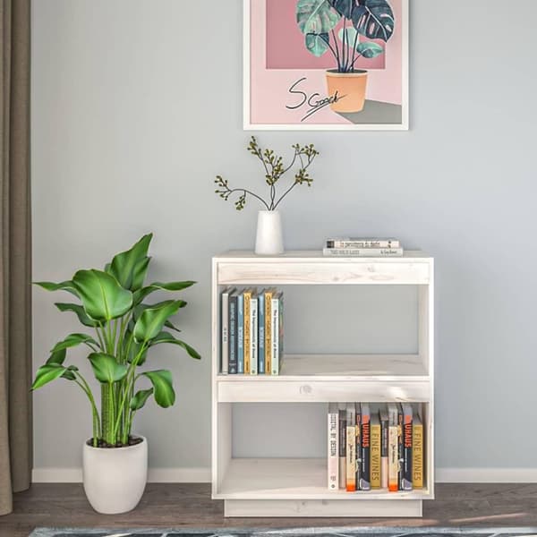 vidaXL bogreol 60x35x71 cm massivt fyrretræ hvid