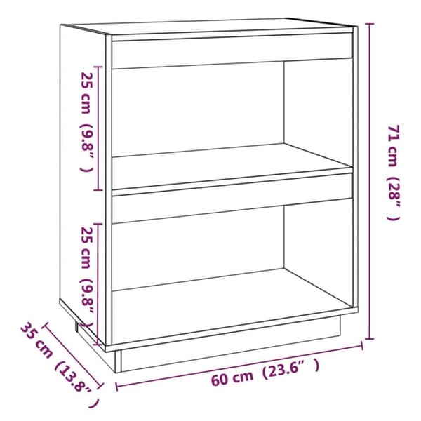 vidaXL Bokhylla 60x35x71 cm massiv furu