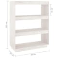 Miniatyrbild 8 av 11: vidaXL Bokhylla/rumsavdelare vit 80x35x103 cm massiv furu