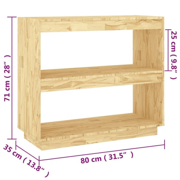 vidaXL bogreol 80x35x71 cm massivt fyrretræ