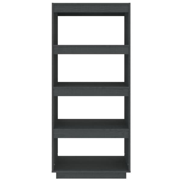 vidaXL bogreol/rumdeler 60x35x135 cm massivt fyrretræ grå