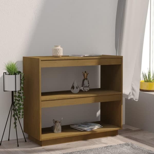 vidaXL bogreol 80x35x71 cm massivt fyrretræ honningbrun