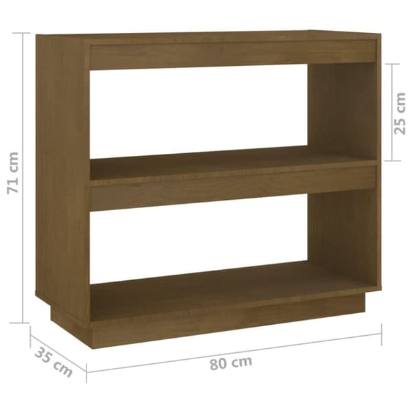 vidaXL bogreol 80x35x71 cm massivt fyrretræ honningbrun