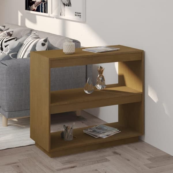 vidaXL bogreol 80x35x71 cm massivt fyrretræ honningbrun