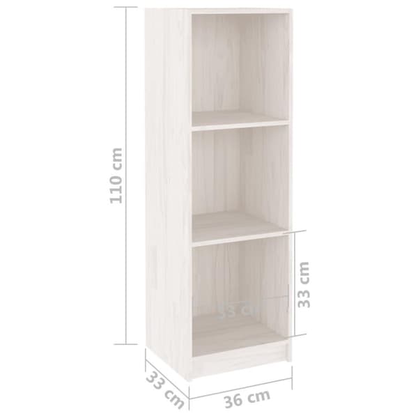 vidaXL bogreol/rumdeler 36x33x110 cm massivt fyrretræ hvid