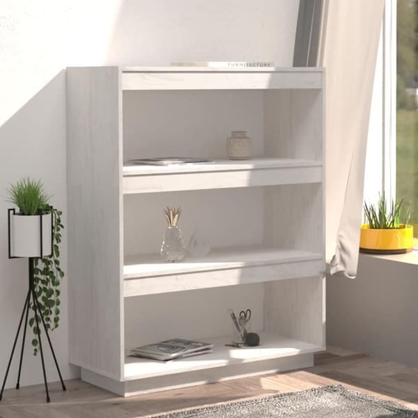 vidaXL bogreol/rumdeler 80x35x103 cm massivt fyrretræ hvid