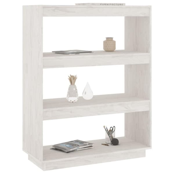 vidaXL bogreol/rumdeler 80x35x103 cm massivt fyrretræ hvid