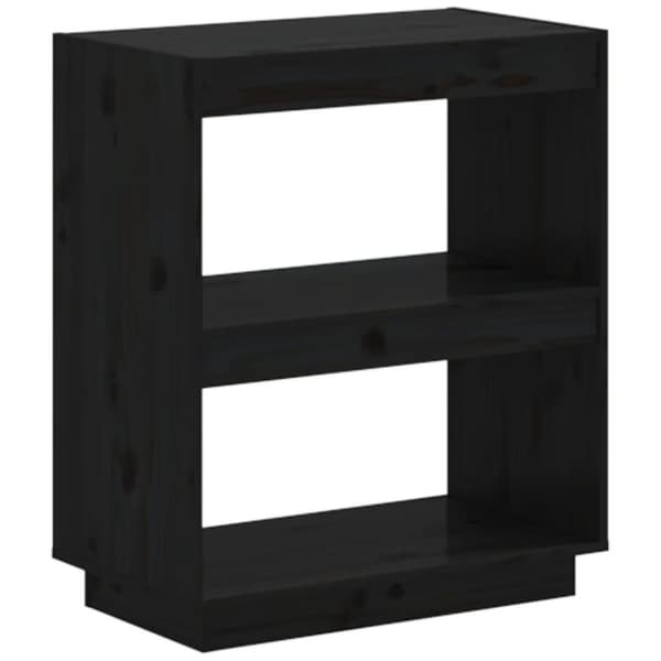 vidaXL bogreol 60x35x71 cm massivt fyrretræ sort