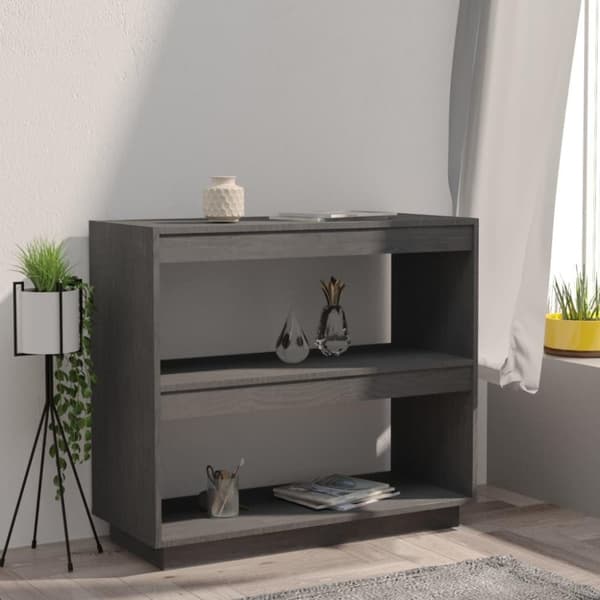 vidaXL bogreol 80x35x71 cm massivt fyrretræ grå
