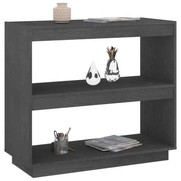 vidaXL bogreol 80x35x71 cm massivt fyrretræ grå