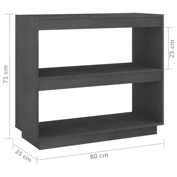 vidaXL bogreol 80x35x71 cm massivt fyrretræ grå