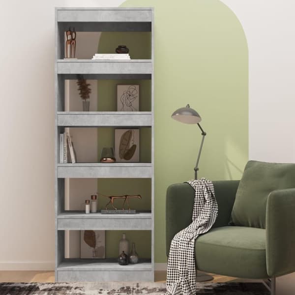 vidaXL bogskab/rumdeler 60x30x166 cm spånplade betongrå