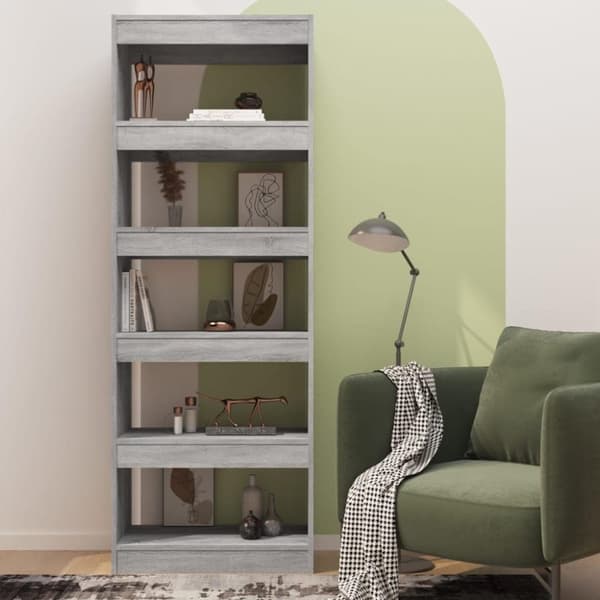 vidaXL bogskab/rumdeler 60x30x166 cm spånplade grå sonoma-eg