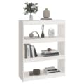 Miniatyrbilde 3 av 11: vidaXL Bokhylle/romdeler hvit 80x30x103,5 cm heltre furu